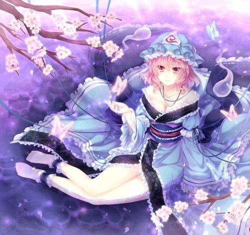 一颗樱花树下坐着一位少女,要很浪漫的动漫图片