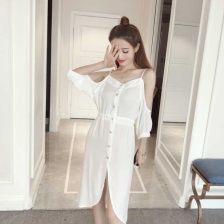 欧根纱连衣裙仙气质淑女