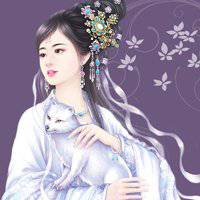 微信头像长发红裙女生侧身古装卡通