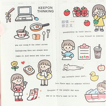 手帐素材,ins风可爱少女