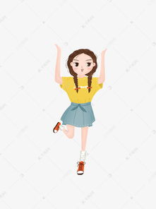 小清新跳舞的小女孩手绘插画卡通可商用素材图片免费下载千库网