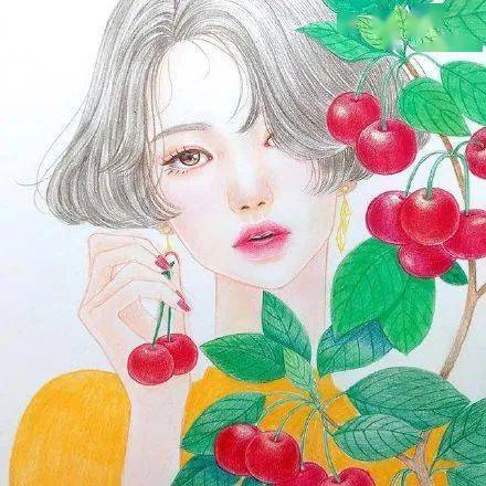 超火的美少女彩铅头像集彩铅少女头像插画,清新治愈