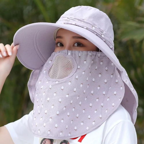 帽子冰袖帽子女女士防晒遮阳遮脸大檐帽采茶帽夏季户外骑车帽