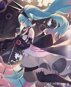 花季少女二次元精美插画,蓝色长发少女,动感迷人