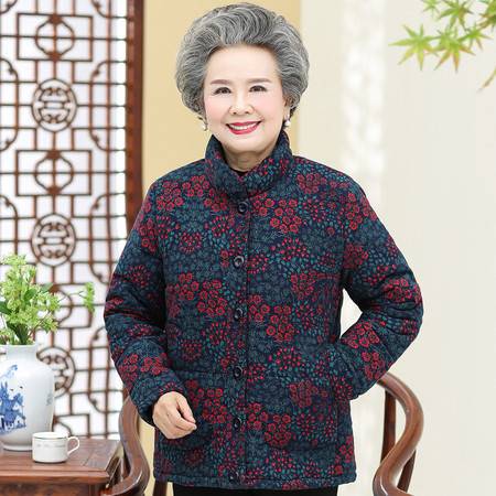洋湖轩榭中老年女冬装棉服外套60岁奶奶装棉衣妈妈装花色百搭棉袄老人衣服
