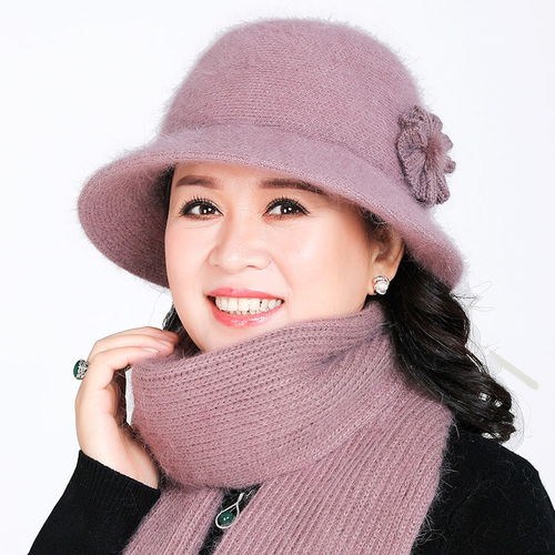 帽秋冬季中老年人老人帽子女奶奶婆婆老太太中年妈妈帽子围巾套件