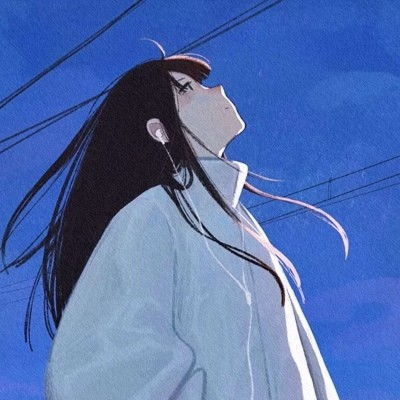 一组清新蓝色系动漫女头