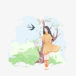 手绘插画小清新头像女唯美