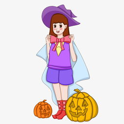万圣节蝴蝶结卡通女孩手绘插画图片素材其他格式下载动漫人物大全