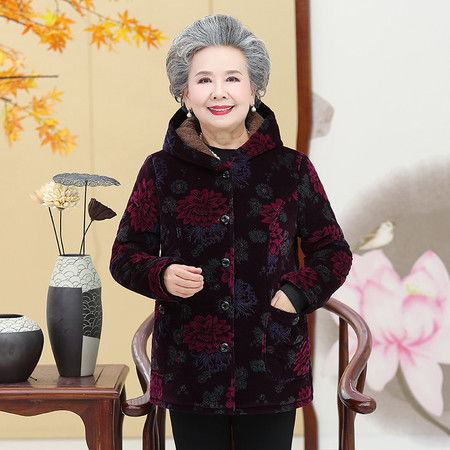 奶奶装冬装棉衣中老年人女装加绒加厚棉袄老人衣服妈妈秋冬装外套