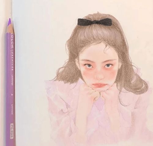 彩铅手绘人物少女,彩铅人物作品欣赏,彩铅小清新插画人物图片