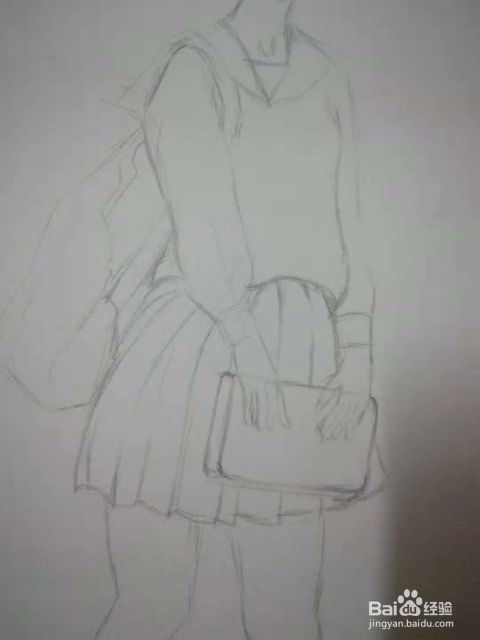 动漫女学生手绘插画线稿教程