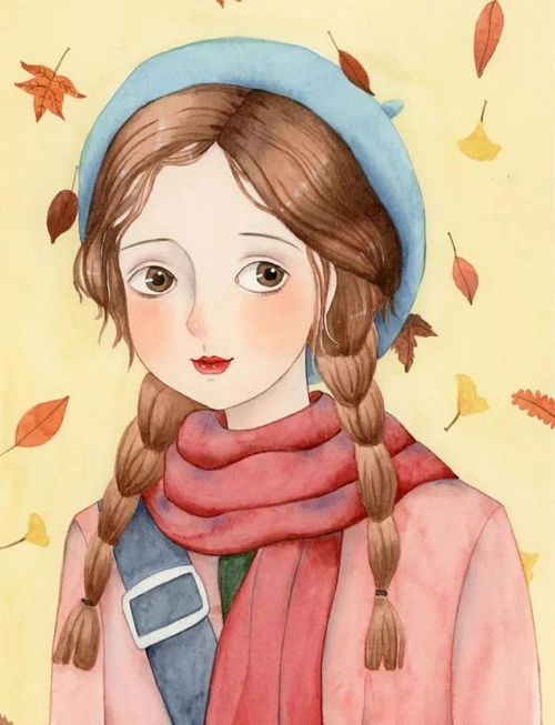 插画温柔安静的女孩儿