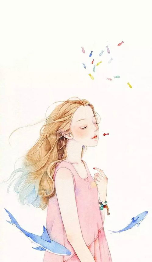手绘唯美女生插画致那些单纯的小美好