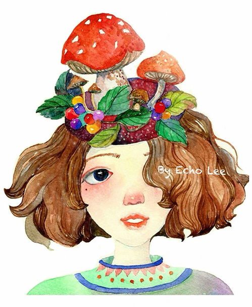 女生小清新头像绘画水彩