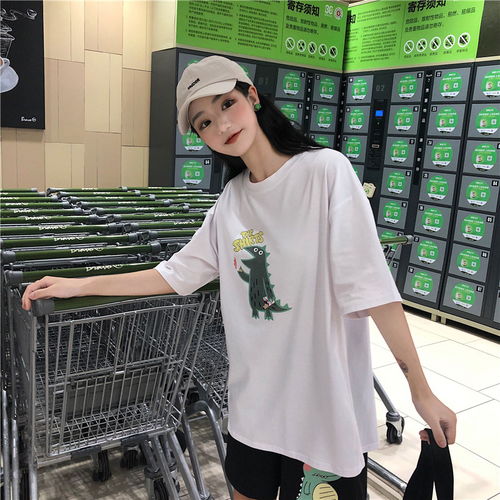 韩版新款宽松bf港风慵懒风少女上衣简约ulzzang学生ins潮短袖amm福卡商城