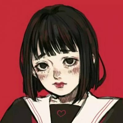 灰白头像女生卡通情头