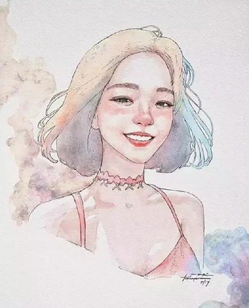 手绘艺术唯美柔和的时尚水彩女孩插画,原来可以这么美