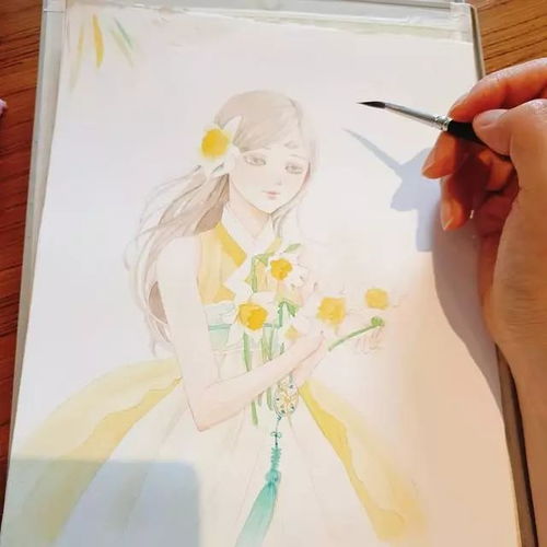 超美水彩少女,古风现代都吹爆水彩古风插画