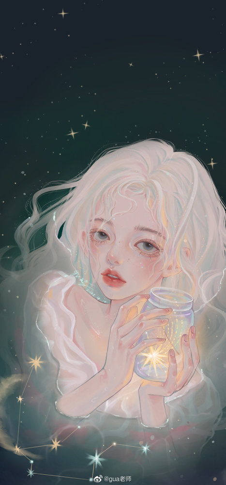 十二星座插画ins风少女壁纸