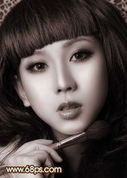 photoshop调出金发美女暗调金灰色