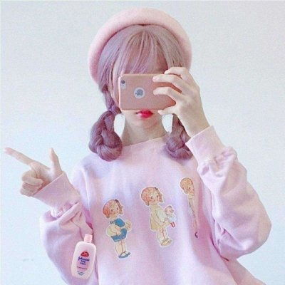 少女心头像粉色小清新真人和二次元女生头像