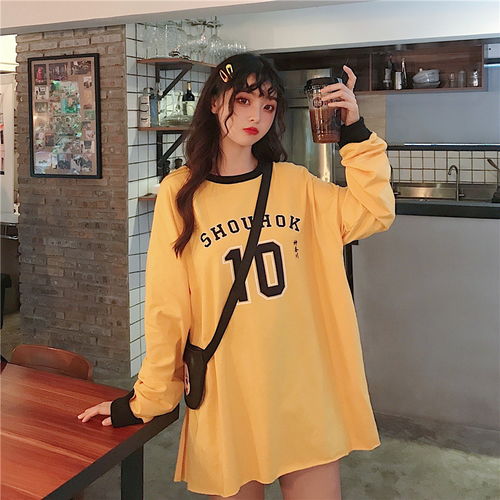 韩版原宿bf风字母印花开叉宽松卫衣女t恤潮p45中纺服饰v10四季星座网