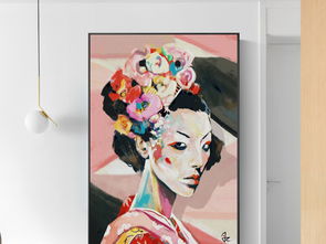 北欧现代手绘日本美女花卉抽象油画装饰画无框画图片设计素材高清模板下载11.90mb其他大全
