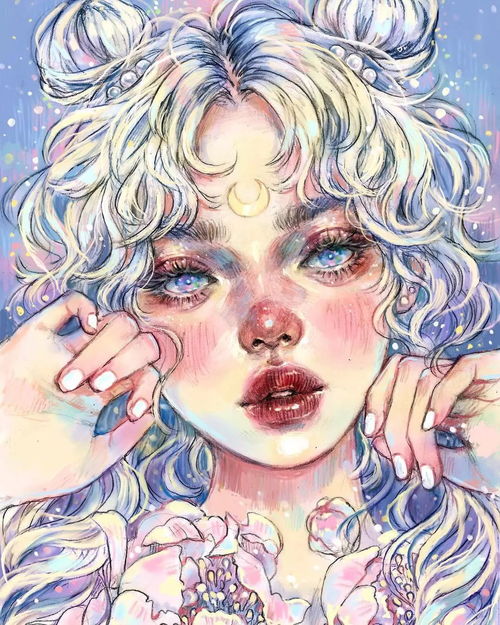 小央美绘画欣赏闪闪发光的皮肤质感,唯美人物少女插画