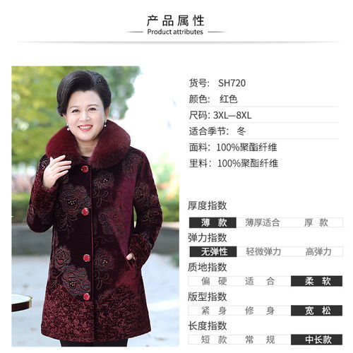 洋湖轩榭奶奶秋冬装毛呢棉外套老年人女老太太衣服加肥加大码妈妈呢子上衣a