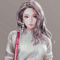 彩绘插画女生头像图片插画