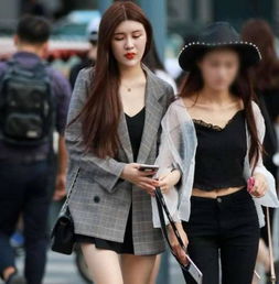 路人街拍,网红少女气质穿搭,高冷御姐范