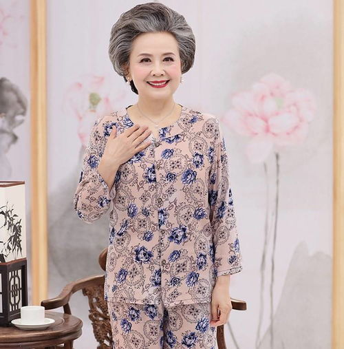 洋湖轩榭中老年人夏装女妈妈棉绸套装奶奶绵绸两件套老太太夏季开衫衣服a