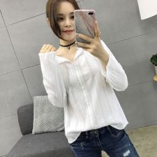 白衬衣女宽松bf风