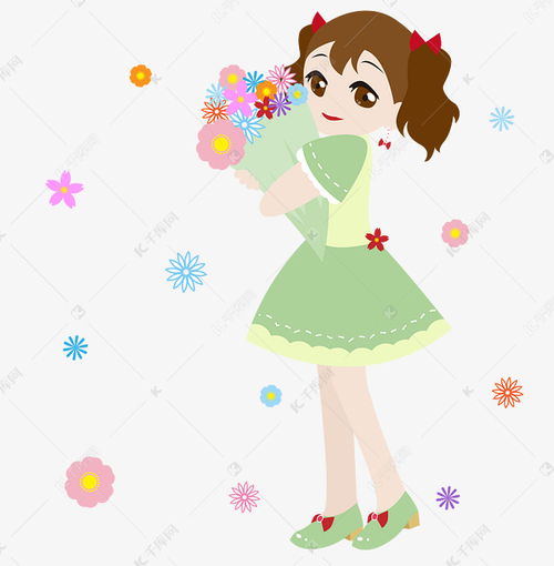 女神节手绘捧花的洋装少女矢量素材图片免费下载千库网