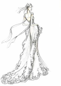 服装设计手绘礼服素描手稿铅笔画设堆糖,美好生活研究所