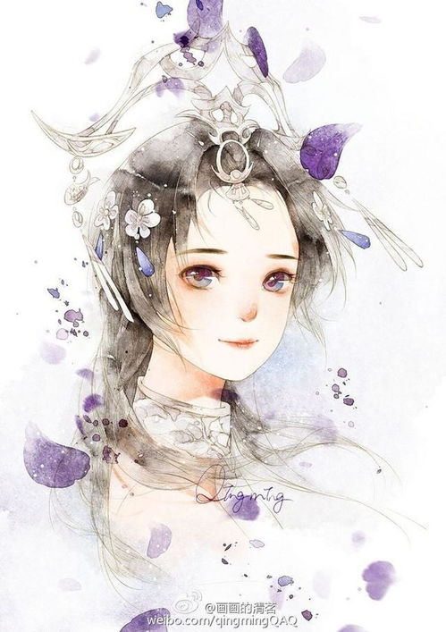 捧花小清新女孩的精致高清手绘,治愈插画
