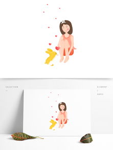卡通小女孩和宠物兔子可爱设计图片素材其他格式下载其他大全
