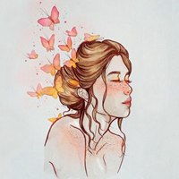 手绘插画女生头像彩绘气质好看插画女生头像
