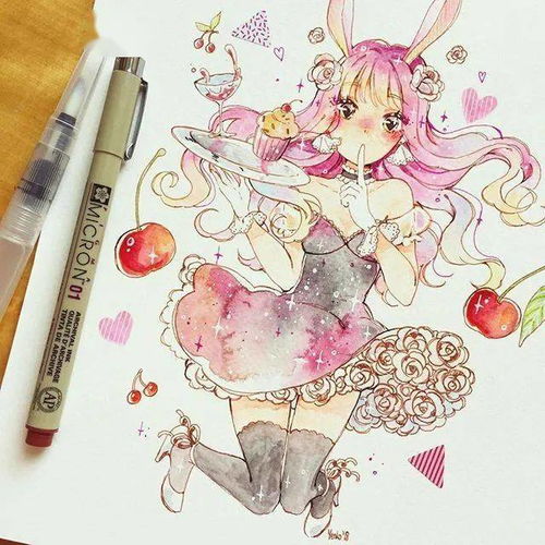 水彩插画小清新风格水彩女孩