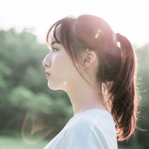 白衣马尾侧脸美人