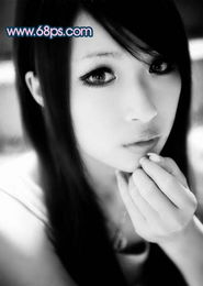 photoshop把美女头像转成黑白仿手绘效果3