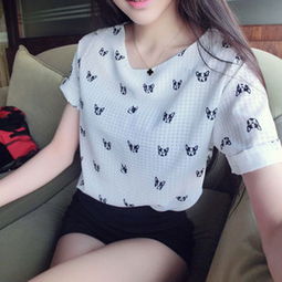 2015夏季女装新款韩版大码卡通短袖t恤女宽松雪纺衫上衣批发