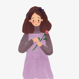 一个漂亮的拿着花的女孩子免抠图图片素材其他格式下载动漫人物大全