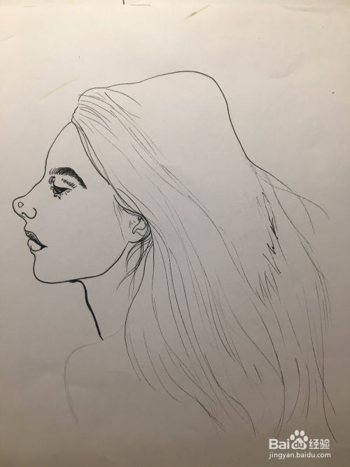 画一位长发女子的侧脸美女侧脸简笔画画人像