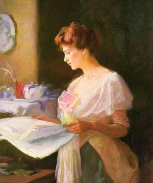 古典油画中优雅的女孩,人物油画欣赏