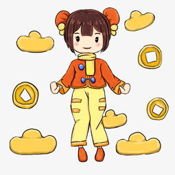 手绘新年可爱的女孩插画图片素材其他格式下载动漫人物大全