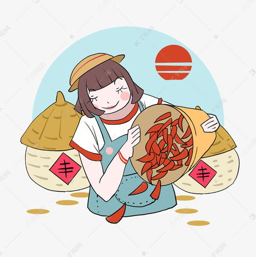 手绘抱着辣椒的女孩插画素材图片免费下载千库网
