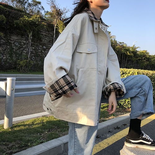 工装外套女学生宽松bf风港风复古2019秋冬新款韩版短款ins潮风衣