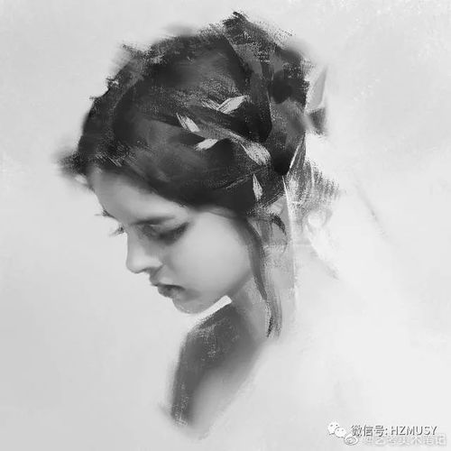 炭笔人物作品,美女素描头像集,这光影,真是大爱了